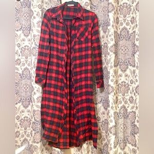 Glamorous Red and Blue Plaid Maxi Shirt Dress